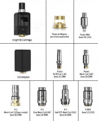 Smoant Knight 80 Cartridge & Coils & 510 Adapter
